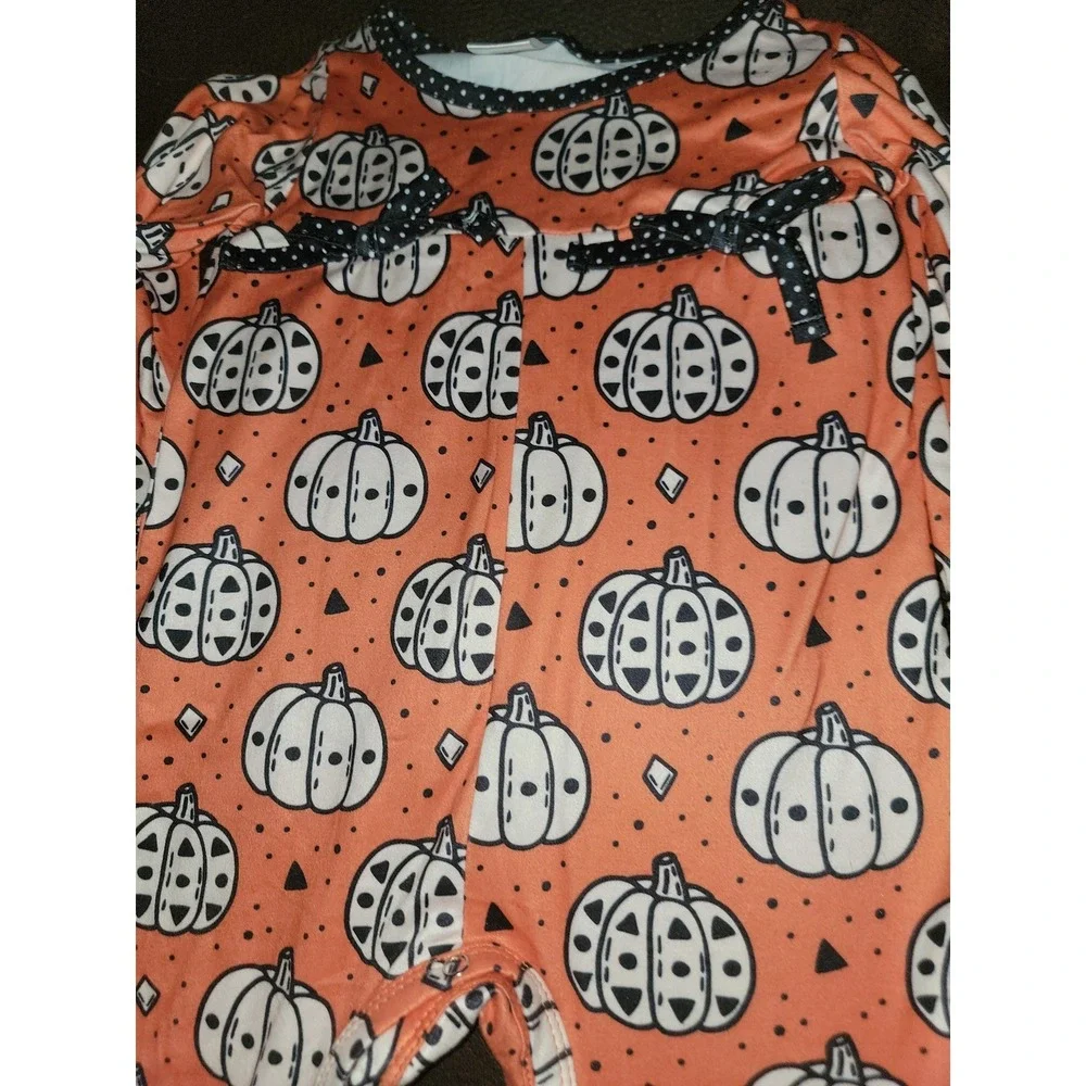 Boutique fall autumn Halloween pumpkin one piece romper size 18 months